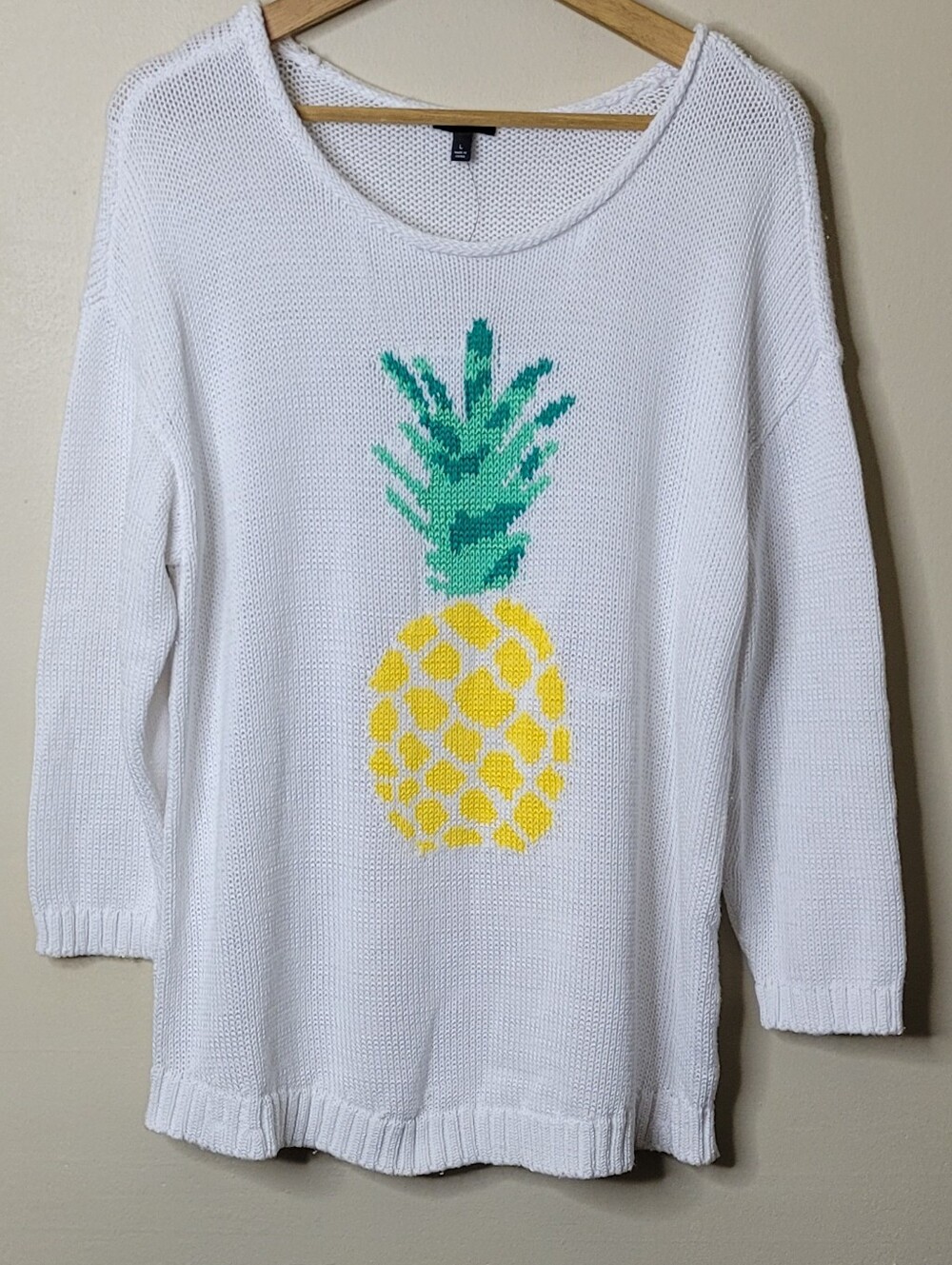 NWT Talbots Open-Neck Pineapple Sweater - Picture 2 of 9